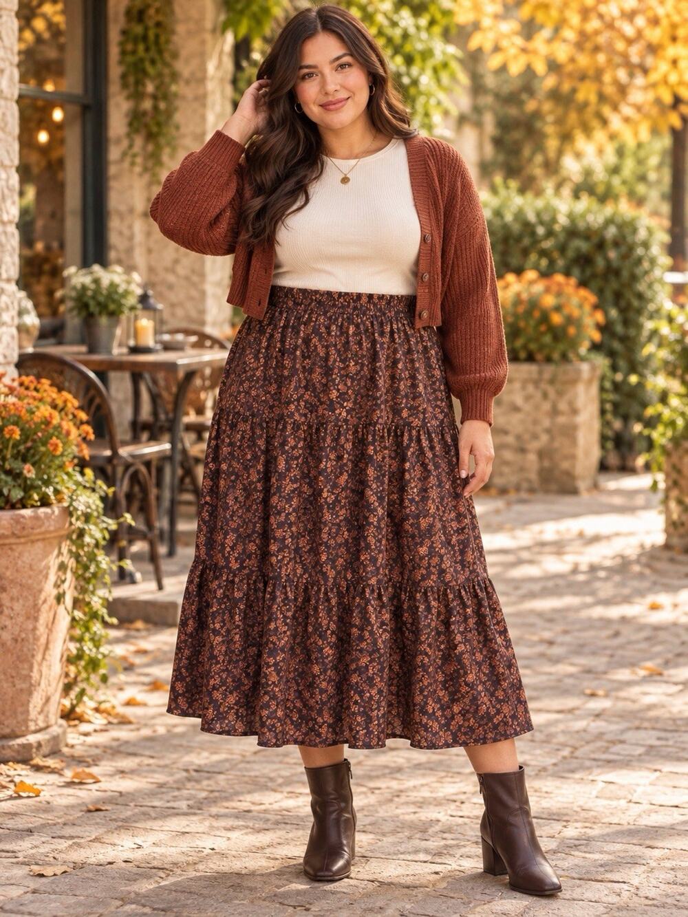 Madewell Pull-On Tiered Maxi Skirt in Orchard Floral Prairie Cottagecore XXL